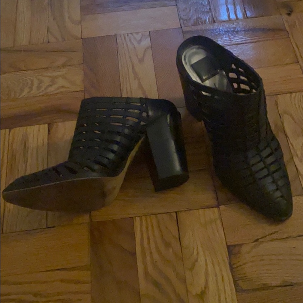 Dolce Vita Black Weave Leather Slip On Heels